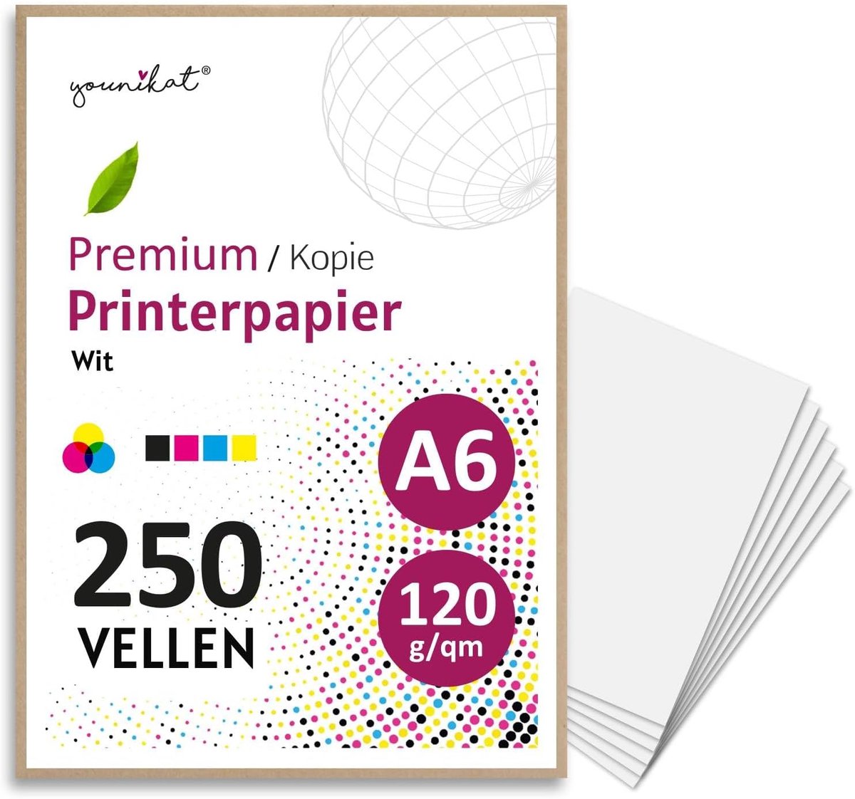 SnelShoppen - Premium A6 Kopieerpapier 120 g/m² - 250 Vel Witte Onbedrukte Bladen voor Printen, Knutselen, Notities, Recepten en Kaarten - 105 x 148 m