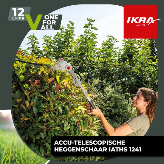 IKRA telescopische accu-heggenschaar IATHS 1241, inclusief accu, oplader, beschermhoes en veiligheidsbril van IKRA — afbeelding 2