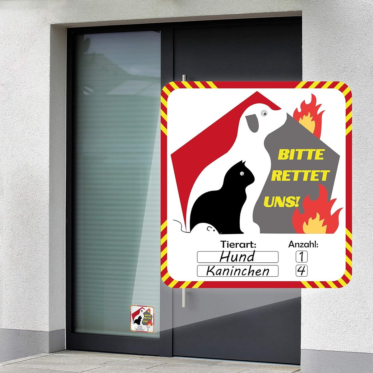 SnelShoppen - Emergency Stickers Set van 2 | Huisdieren Redden | UV-bestendig | Brandbescherming Gids Systeem voor Brandweer | 90mm x 90mm | Veilighei