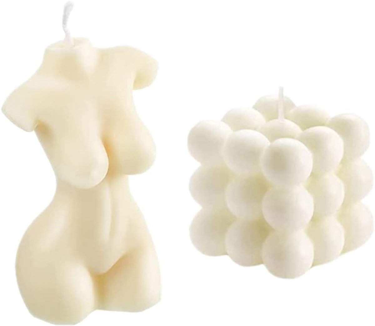 SnelShoppen - 2pcs Bubble Candle-Cube SoyWax Geurkaarsen, Vrouwelijke Lichaamsvorm Kaars, 