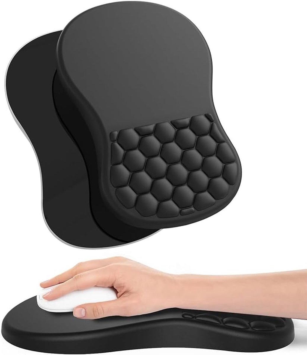 SnelShoppen - Ergonomische Muismat met Gel Polssteun, Antislip Ontwerp, Ideaal voor Kantoor en Gaming, Comfortabel en Duurzaam, Zwart