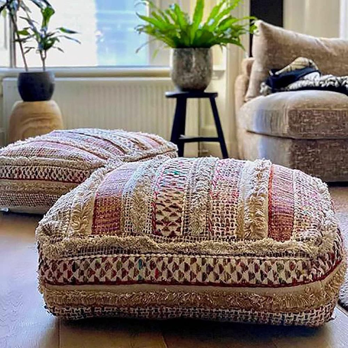 SnelShoppen - Mandala Life ART Vloerkussenhoes 60x20 cm Vierkant Gedrukt Katoenen Kussenhoes voor Meditatie, Decoratieve Pouffe Boho Chic Yoga Stijl