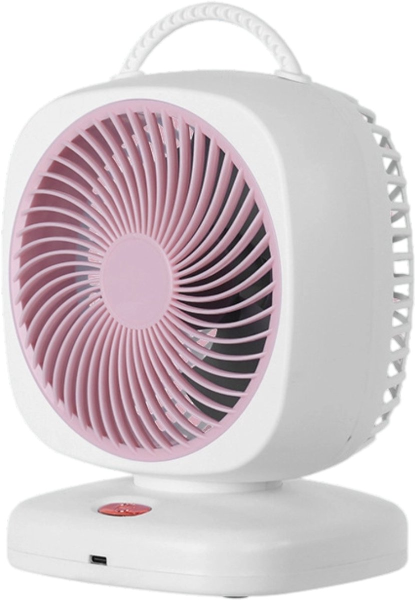 Oplaadbare kleine ventilator met 5 snelheden en USB-aansluiting, krachtige luchtstroom, oscillerende tafelventilator, draagbare mini-bureauventilator voor kantoor, studentenkamer, slaapkamer, reis of tent