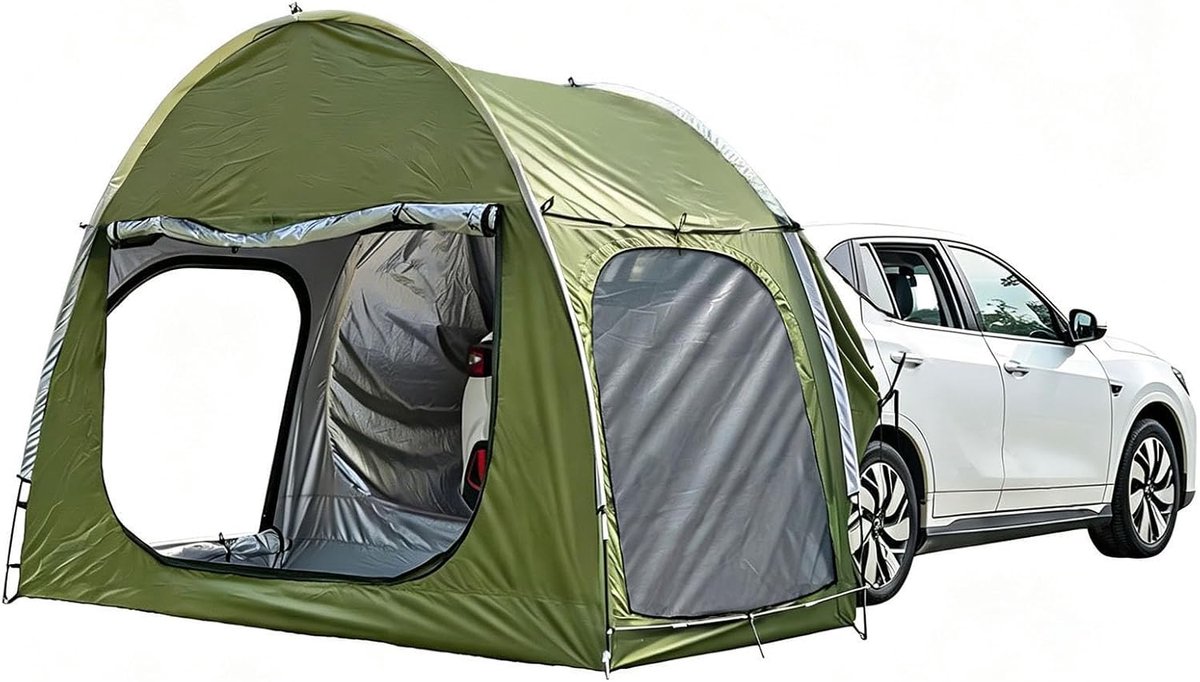 SnelShoppen - Auto Achtertent voor 2-3 Personen, Waterdicht en Duurzaam met 3 Grote Kanalen, SUV Zonnebescherming, Ideaal voor Kamperen en Lange Trips