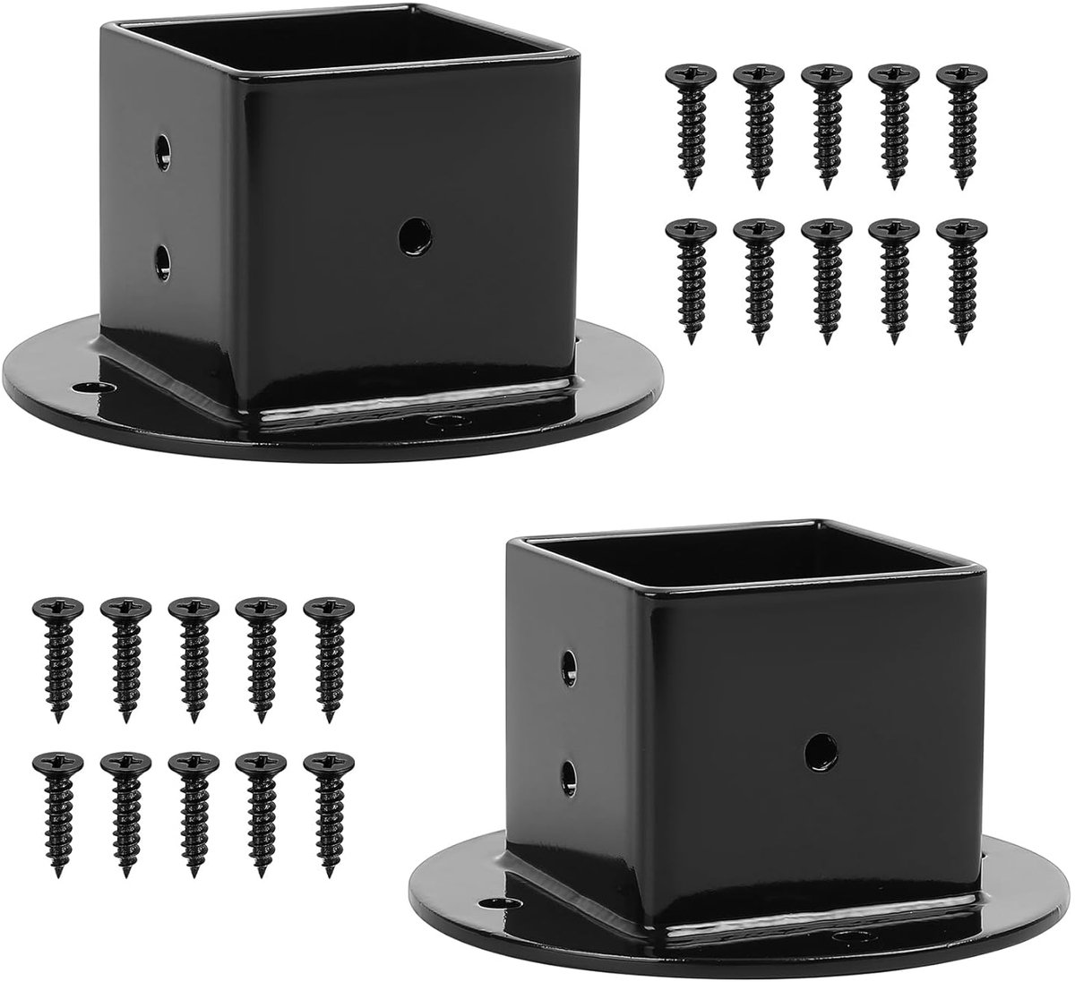 SnelShoppen - Screw-on Sleeve voor 50x50 mm Vierkante Houten Palen, Post Supports, Post Shoe, Grond Sleeve, Tuin Ondersteuning, Zwart, Hoogwaardig Q23