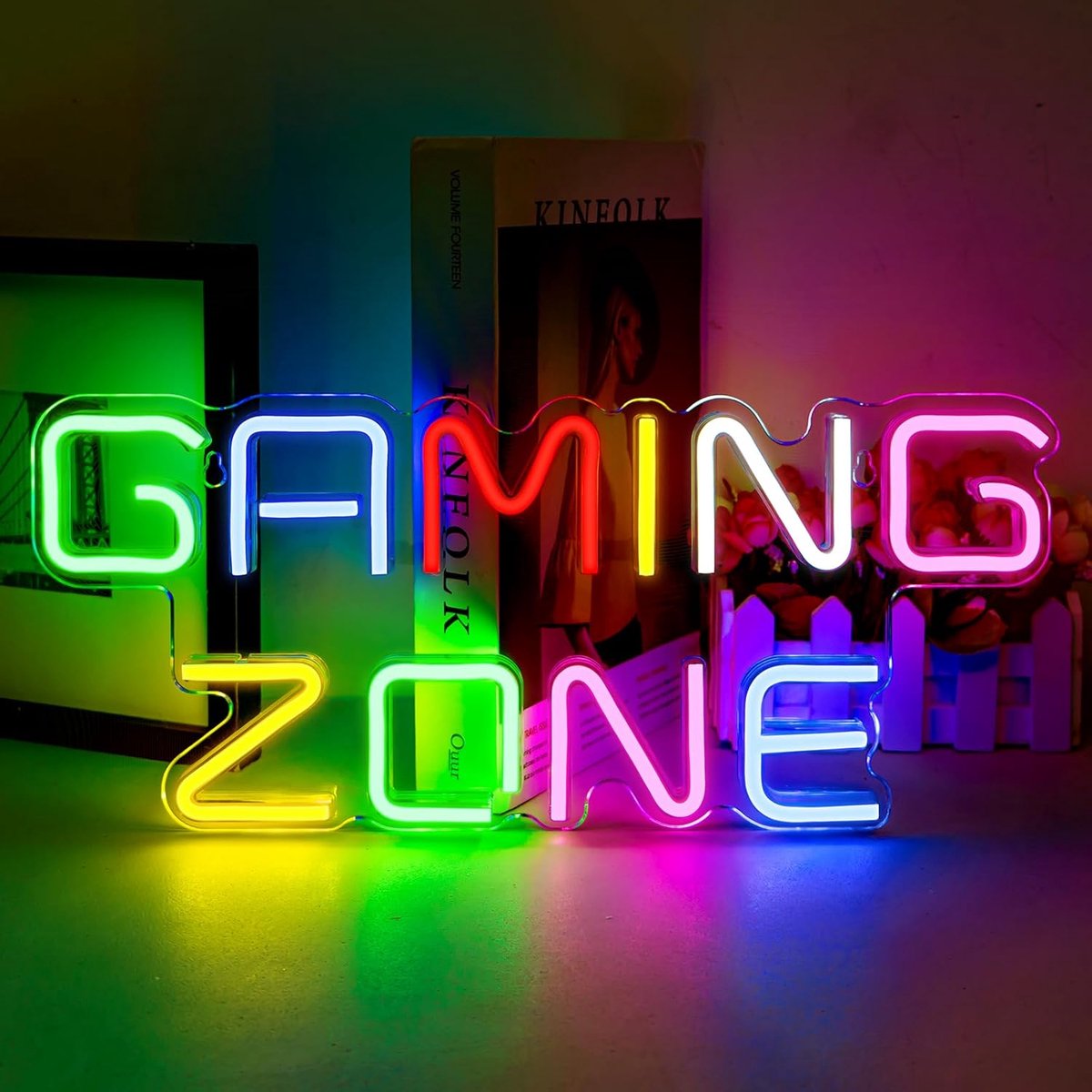 SnelShoppen - Gaming Zone Neon Sign - Kleurrijke LED Neon Licht voor Wanddecoratie - Gaming Licht voor Game Ruimte, Man Cave, Cadeau voor Gamers - Ene