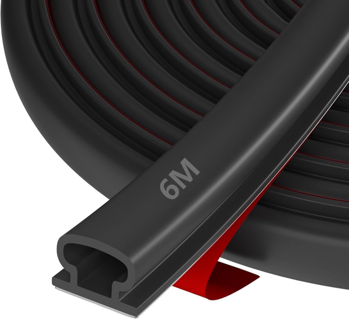 SnelShoppen - Zelfklevende Deurafdichting 10 mm x 6 mm, 6 m Rubber Sealing Strip, Geluidsisolatie, Waterdicht, Winddicht, Geschikt voor Slaapkamer, Wo