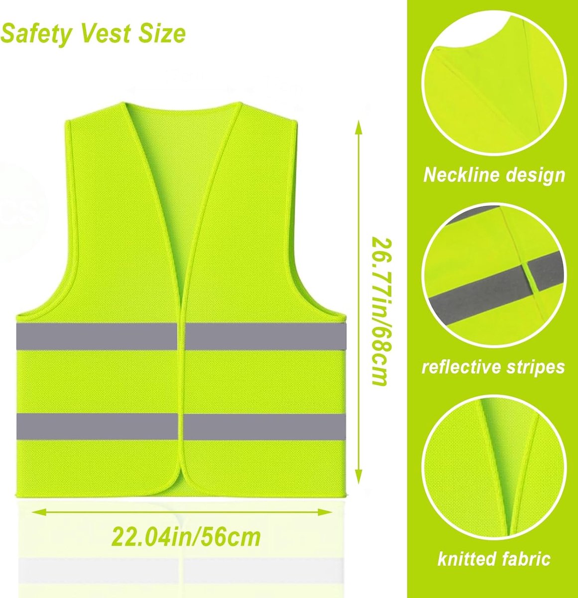 SnelShoppen - 8 Pack Reflectieve Veiligheidsvesten voor Kinderen en Volwassenen - Lichtgewicht, Ademend, Universele Maat - Ideaal voor Buitenwerk, Cam