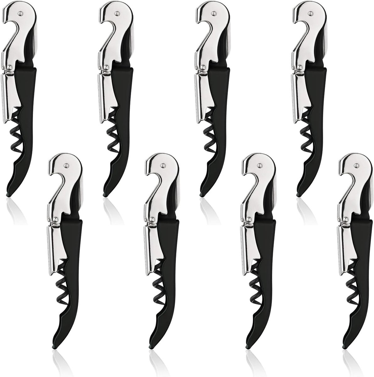 SnelShoppen - 8pcs Professionele 3-in-1 Wijn Kurkentrekker Set - RVS Flesopener voor Thuis, Restaurant, Feest, Banquet - Duurzaam en Roestvrij