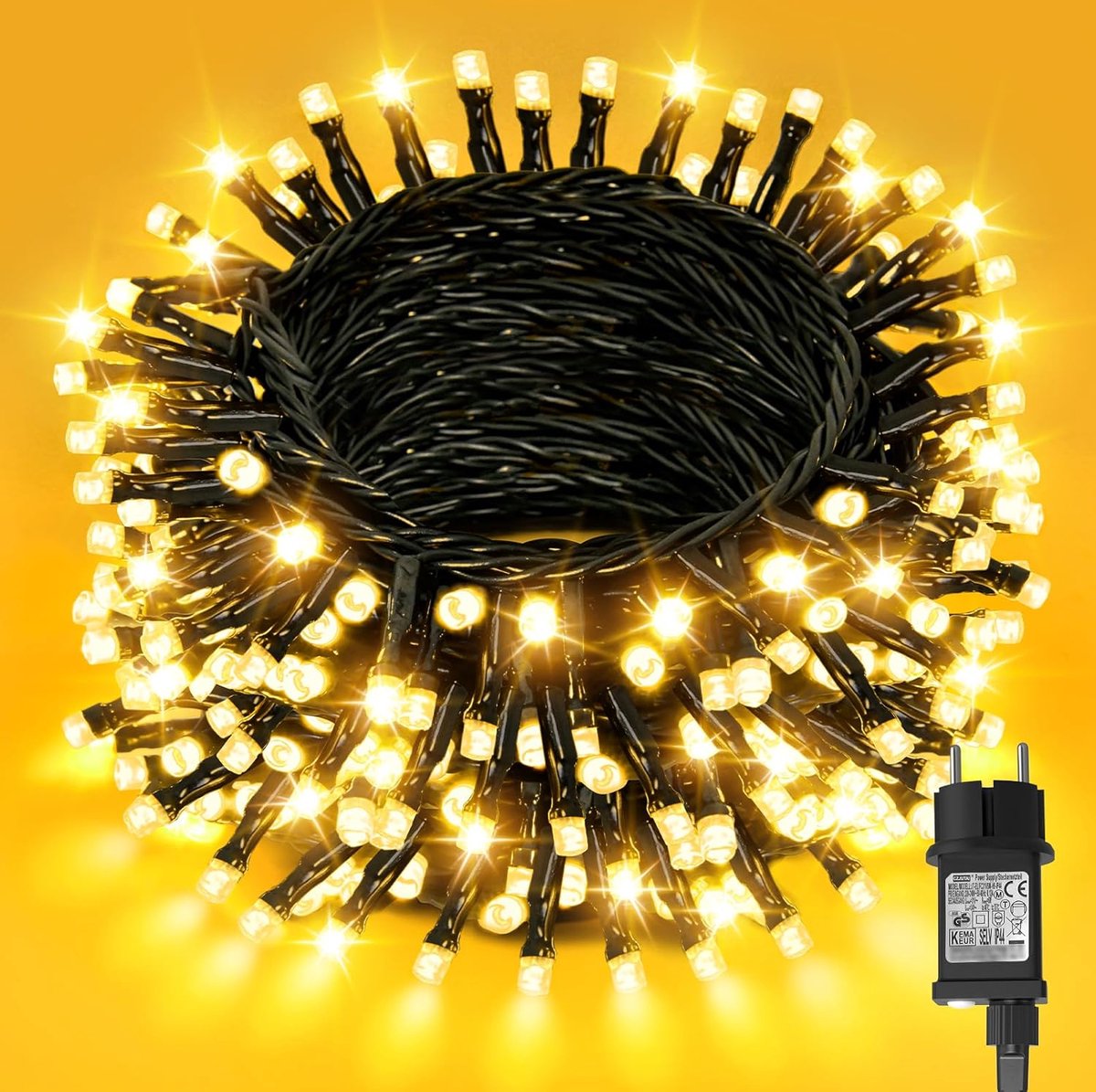 SnelShoppen - 30m Buiten Kerstverlichting met 300 LED Warm Wit Waterdicht Fairy Lights met 6 Uur Timer en 8 Verlichtingsmodi voor Tuin, Balkon, Bruilo