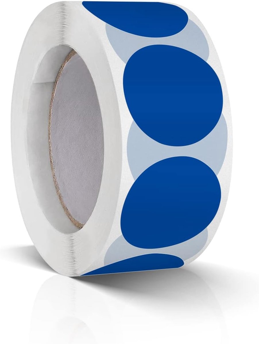 SnelShoppen - Ronde Stickers 25 mm, Kleurcodering, Zelfklevende Labels, Blauw, 500 Stuks, Vinyl, Perfect voor Documenten, Notitieboeken, Folders, Doze