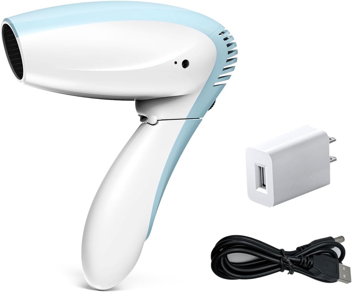 SnelShoppen - Draadloze Haardroger USB Oplaadbare Reis Haardroger, Opvouwbaar, Koele Wind, Ideaal voor Camping, Strand, Zwembad, Zomer, Outdoor Activi