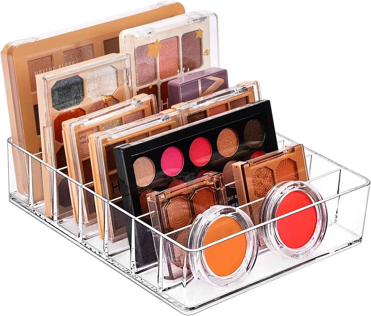 Thijox - XL Transparante Makeup Organizer met 7 Secties - Plastic Oogschaduw, Contour en Blush Houder voor Cosmetica Opslag op Badkamer Vanity Counter