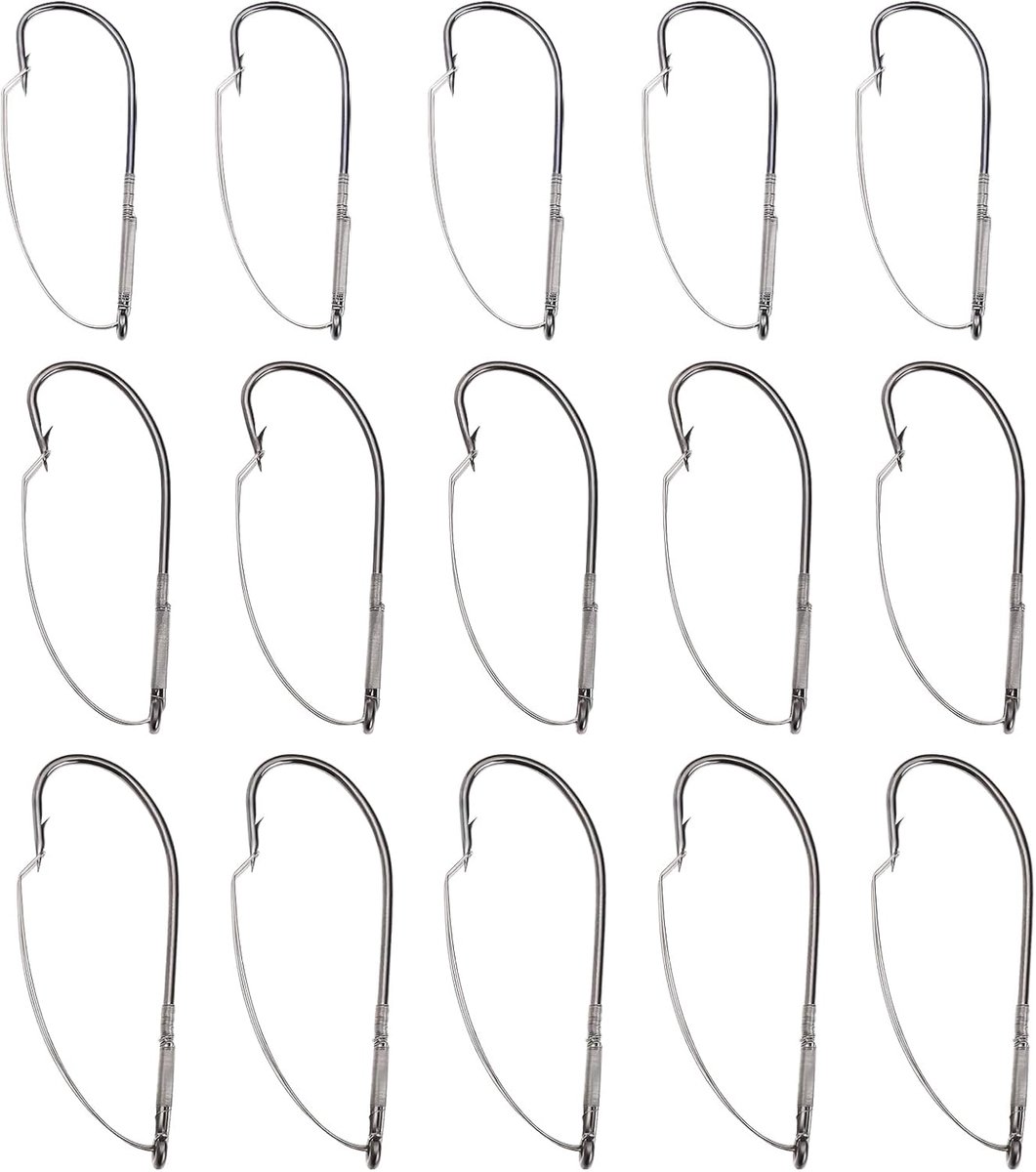 SnelShoppen - 30PCS Weedless Fishing Hooks #1/0 #2/0 #3/0 Anti-Hanging Carbon Steel Long Neck Haak voor Vissen in Ondiep Water, Meer Rivieren en Eilan