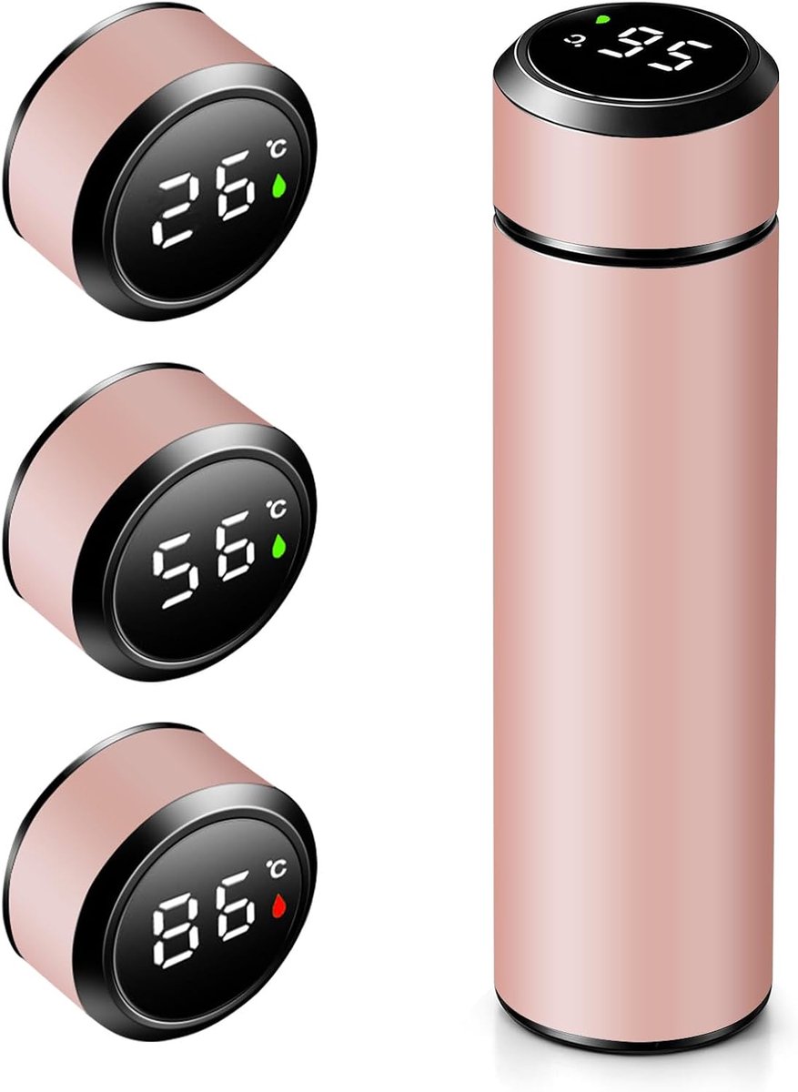 SnelShoppen - Thermosfles 500 ml met LED Temperatuurweergave - Vacuüm Geïsoleerde Drinkbeker - Roestvrij Staal, Lekvrij, Ideaal voor Thuis, Kantoor, C