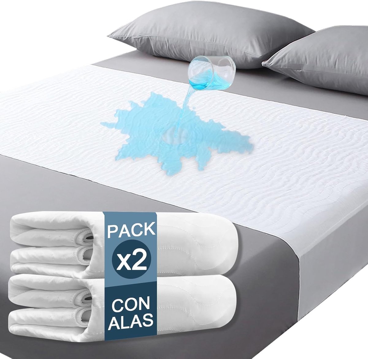 SnelShoppen - 2 Stuks Waterdichte Matrasbeschermers 85x135cm met Zijflappen, Hoge Absorptie, Herbruikbaar, Antislip, Wasbaar, Voor Babybed, Kinderen,