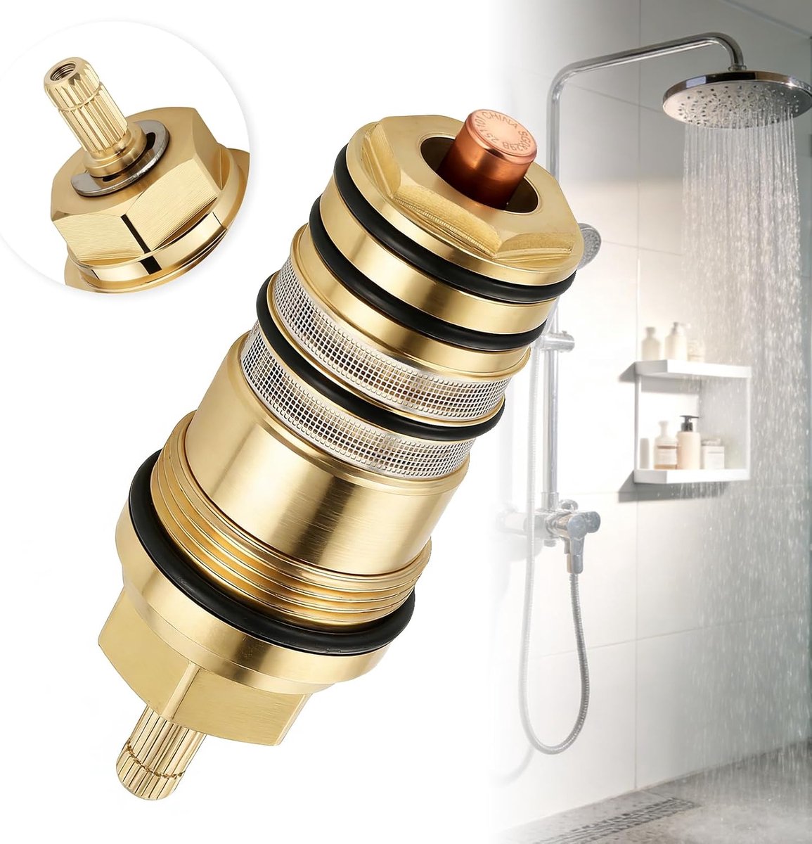 SnelShoppen - Thermostaatcartouche 94282000 voor Douche, Precisie Temperatuurregeling, Geschikt voor Ecostat Serie, Ideaal voor Gezinnen, Hoge Kwalite