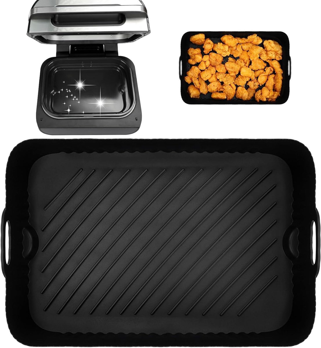 SnelShoppen Air Fryer Liners voor DUAL BASKET Air Fryer Silicone Accessoires voor 5.7L Zwart Vaatwasserbestendig Keuken Musthave