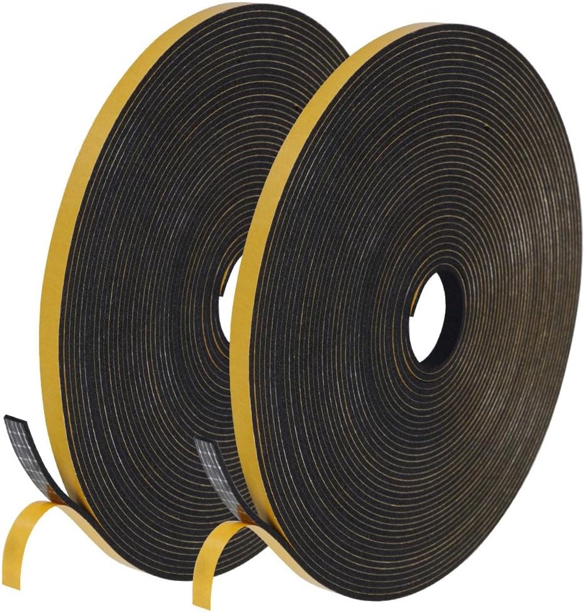 SnelShoppen - Zelfklevende Foam Tape voor Deuren en Ramen, 6 mm (W) x 1.5 mm (D) 20 m, Rubber Seals voor Geluidsisolatie, Zwart, Duurzaam en Weerbeste