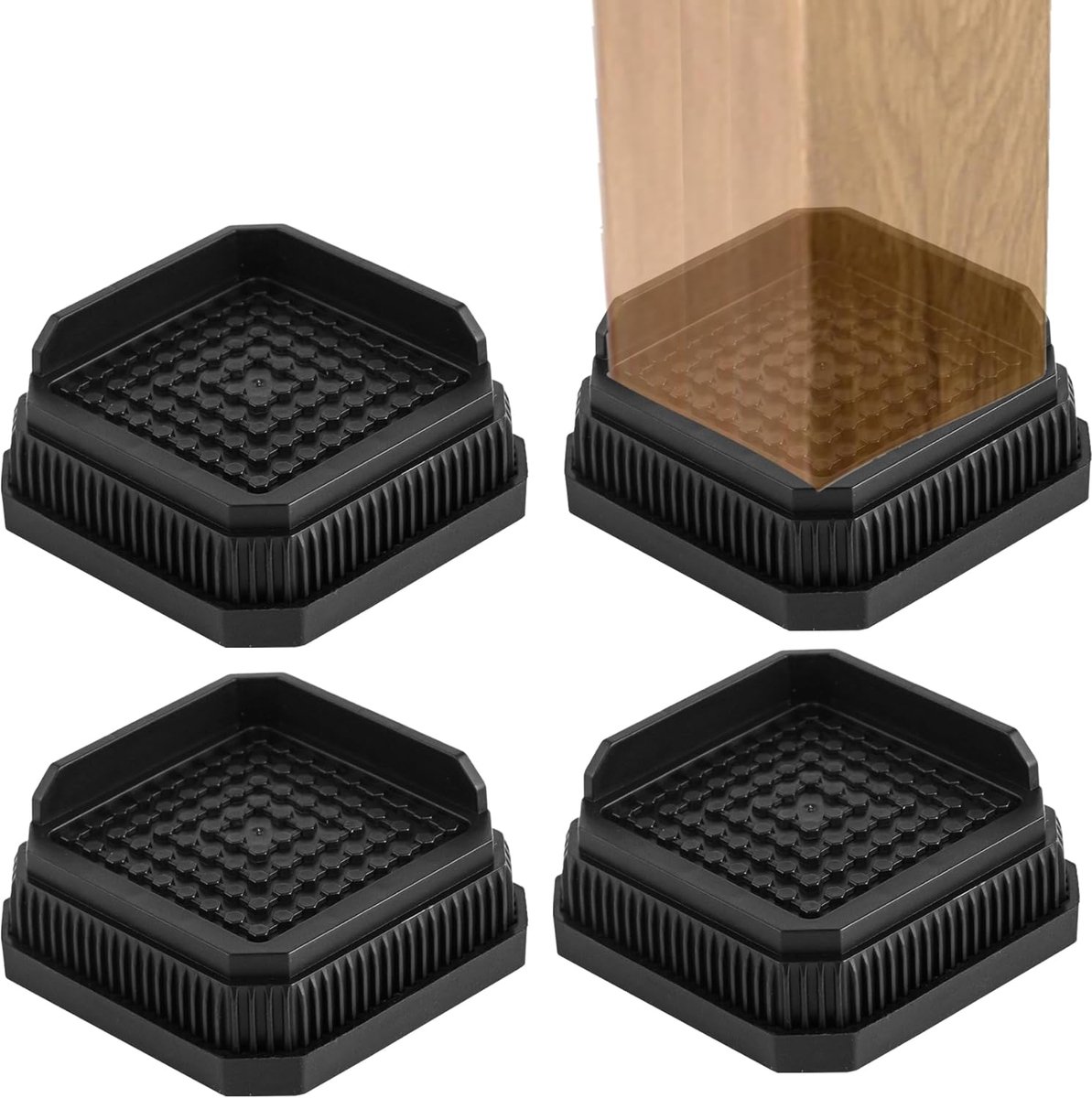 SnelShoppen - Table Riser Set van 4 - Meubelverhogers voor Bed, Tafel, Stoel - Hoogte Verstelling - Stabiel en Duurzaam - Praktische Meubelaccessoires