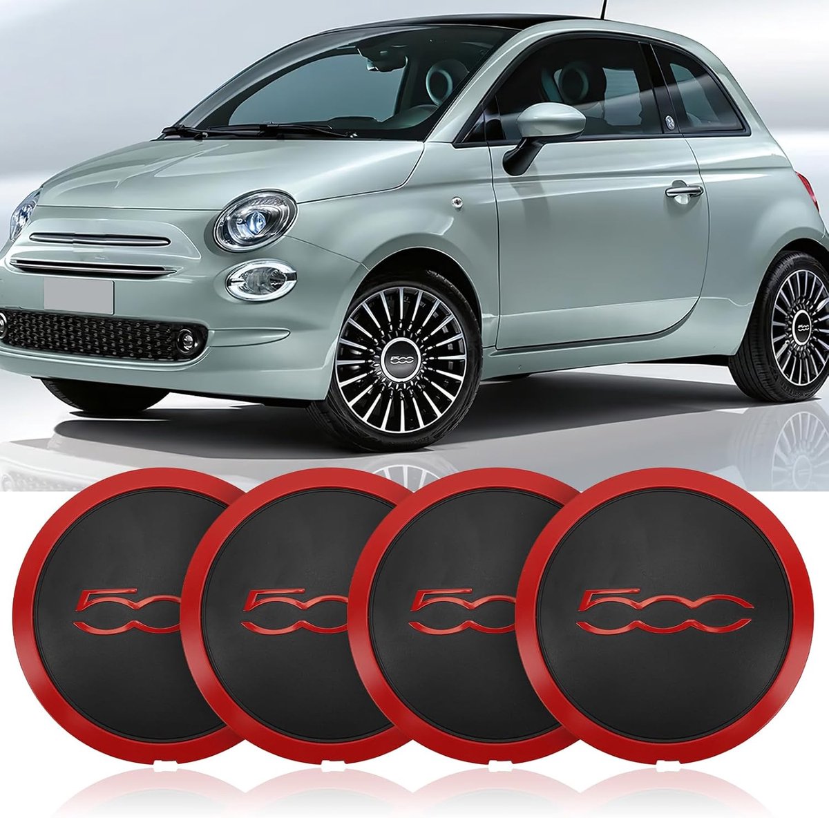 SnelShoppen - Set van 4 Velgdeksels 14 inch voor FIAT 500 - Hoogwaardige ABS Vervangingswieldeksels - Geschikt voor modellen 2012-2022