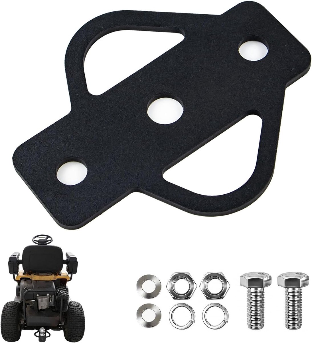 Trekhaak voor tuintractoren - Universele metalen connector voor grasmaaiers en aanhangwagens, inclusief bouten en accessoires voor tuinonderhoud