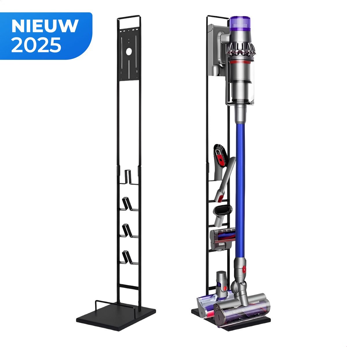 Standaard & Oplaadhouder voor Draadloze Stofzuigers – Compatibel met V15, V11, V12, V10, V8, V7, V6, 5GEN – Met Accessoirehouders, Stabiele Stalen Constructie – Zwart