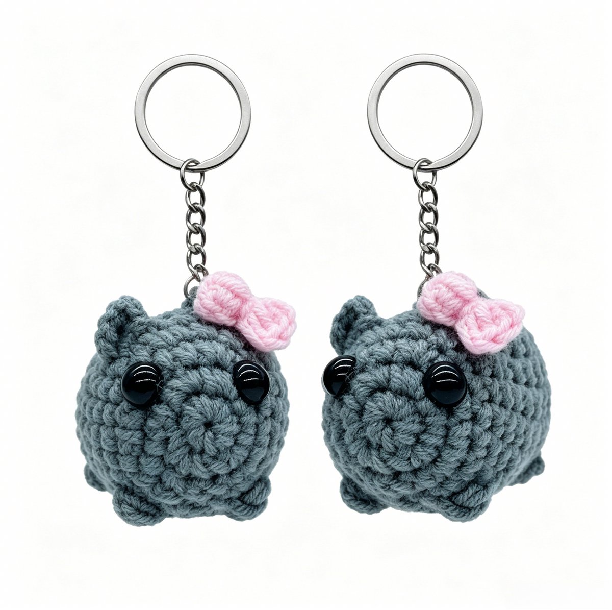 QTTVBTNA -Hamster Sleutelhanger - Gehaakte Sleutelhanger - Vrouwelijke hamster, 8,5×5,5×5,5 cm, handgehaakt, kleurrijk - Voor sleutels, rugzak en handtas - Cadeau voor hamsterliefhebbers - Uniek en attent