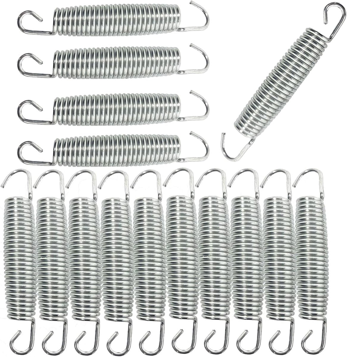 SnelShoppen - 15x Trampoline Springs - Spiraalveren, Drukveren, Tension Springs met Dubbele Haak, 140 mm, 3 mm Dikte, Galvaniseer Staal, Bevestigingsa