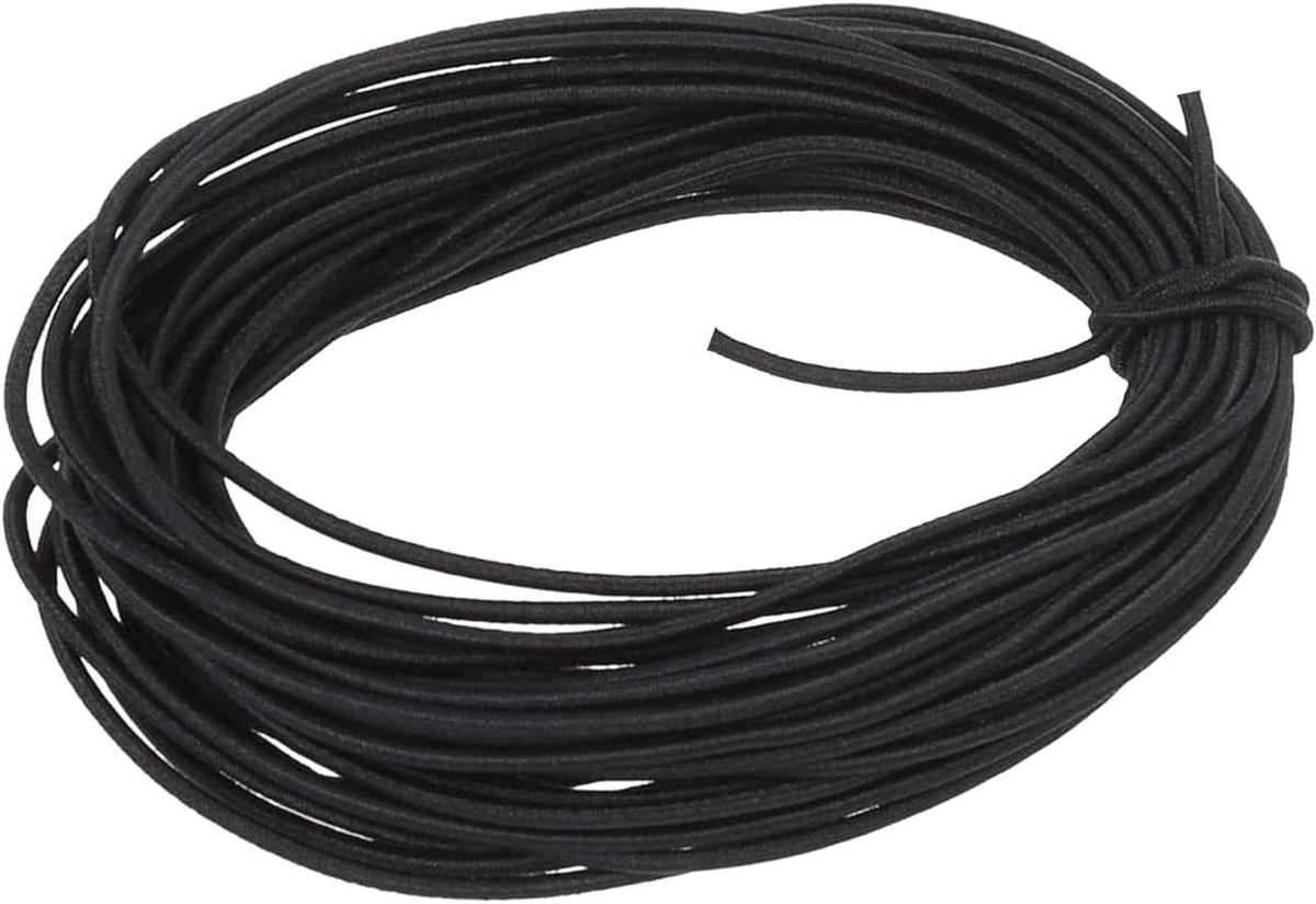 SnelShoppen - 6 mm Rubber Rope 15 m - Multifunctionele Elastische Touw - Zwart - Ideaal voor Camping, DIY, Kledinglijn en Bagage