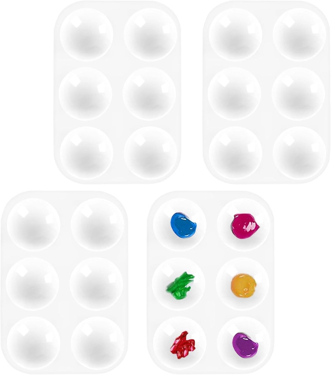 SnelShoppen - 4 Stuks Schilderpalet 12.5 x 8.5 cm, Plastic Palet voor Schilderen, Ideaal voor Kinderen en Volwassenen, Wit, Duurzaam en Eenvoudig scho