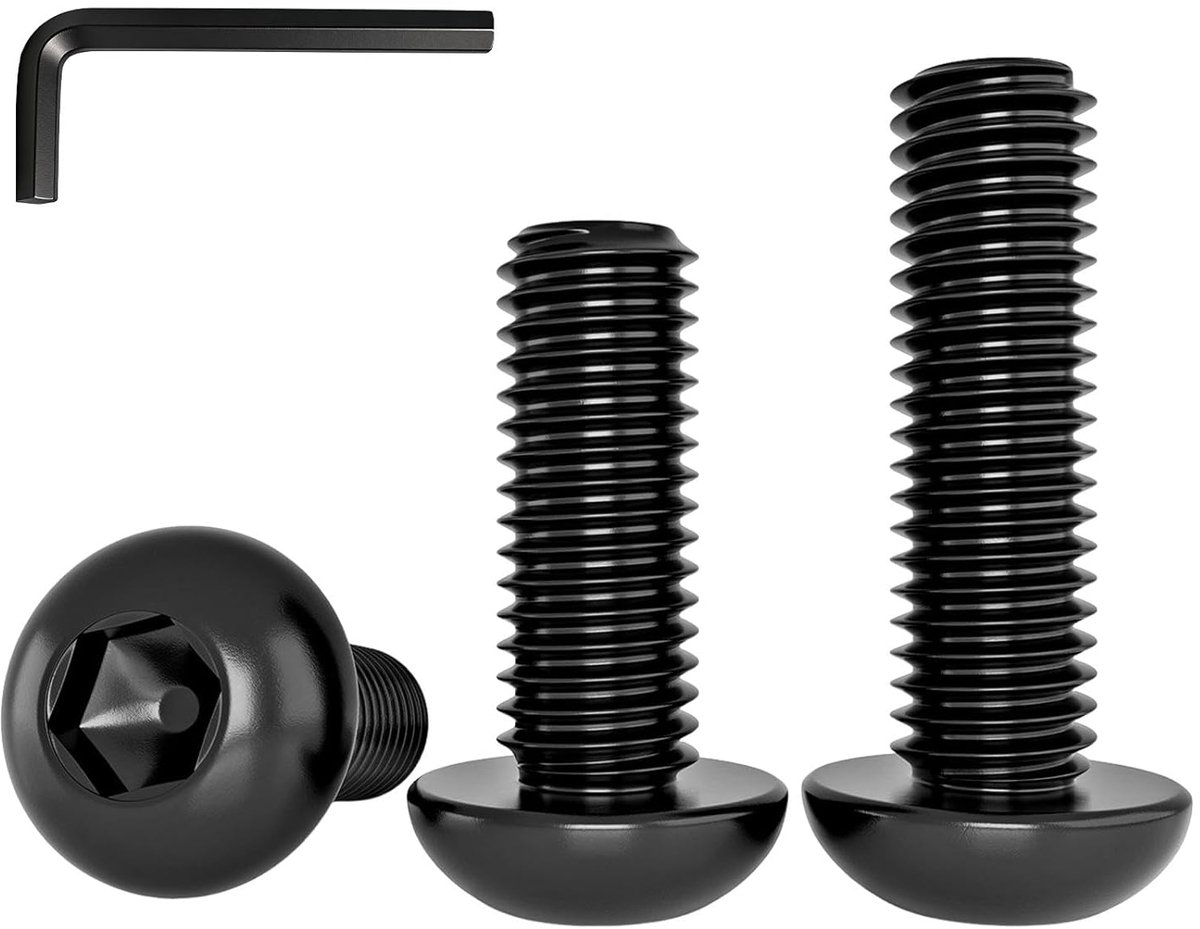 SnelShoppen - 20 Pcs M6x20mm Ronde Hoofd Inbusschroeven, RVS Zwart A2 V2A, Volledige Draad met Zeskant Sleutel voor Mechanische en Meubelassemblage