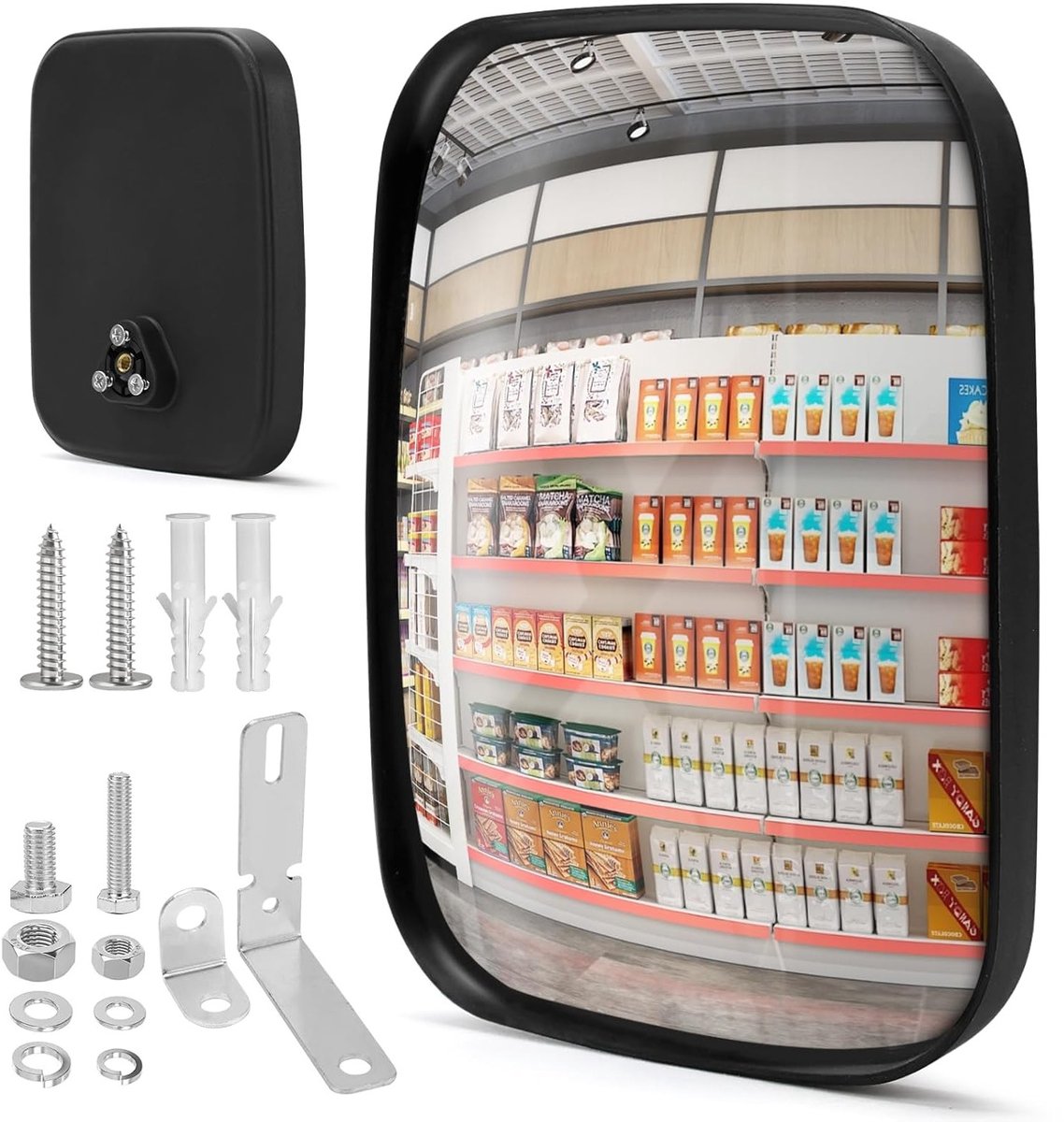 Verstelbare Convex Spiegel 19 x 16 cm | Brede Hoek Spiegel voor Uitgangen, Garages, Opritten en Winkels | Geschikt voor Binnen en Buiten