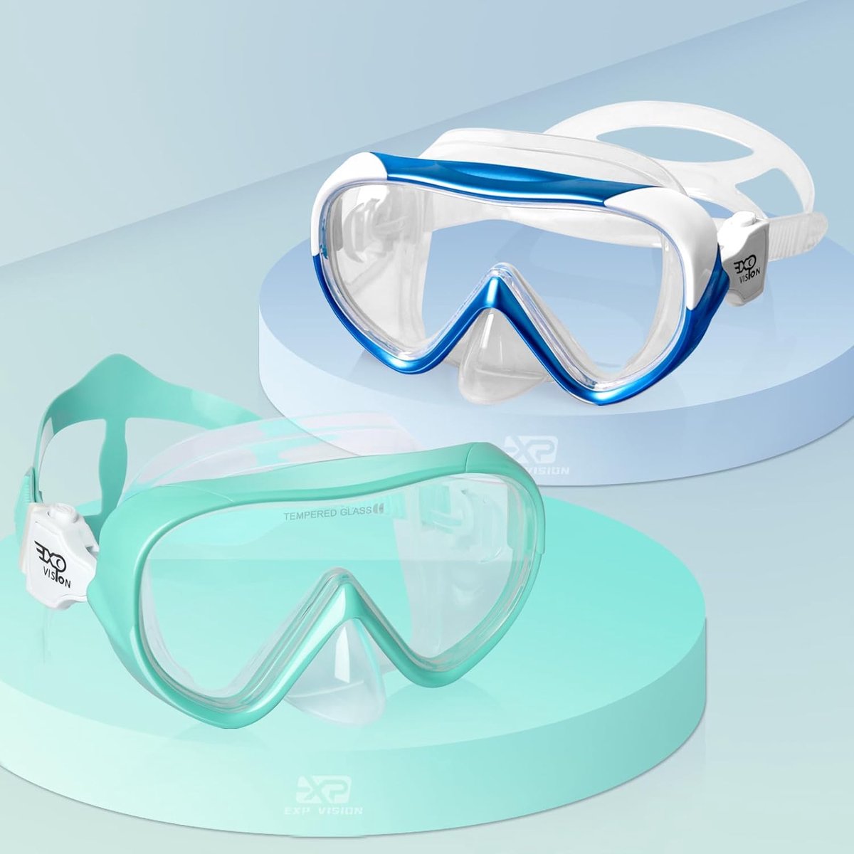 SnelShoppen - Kids Duikbril 180° Panorama Snorkelmasker Anti-Fog Tempered Glass Zwemmasker voor Jongens en Meisjes met Neusbedekking 4-16 Jaar