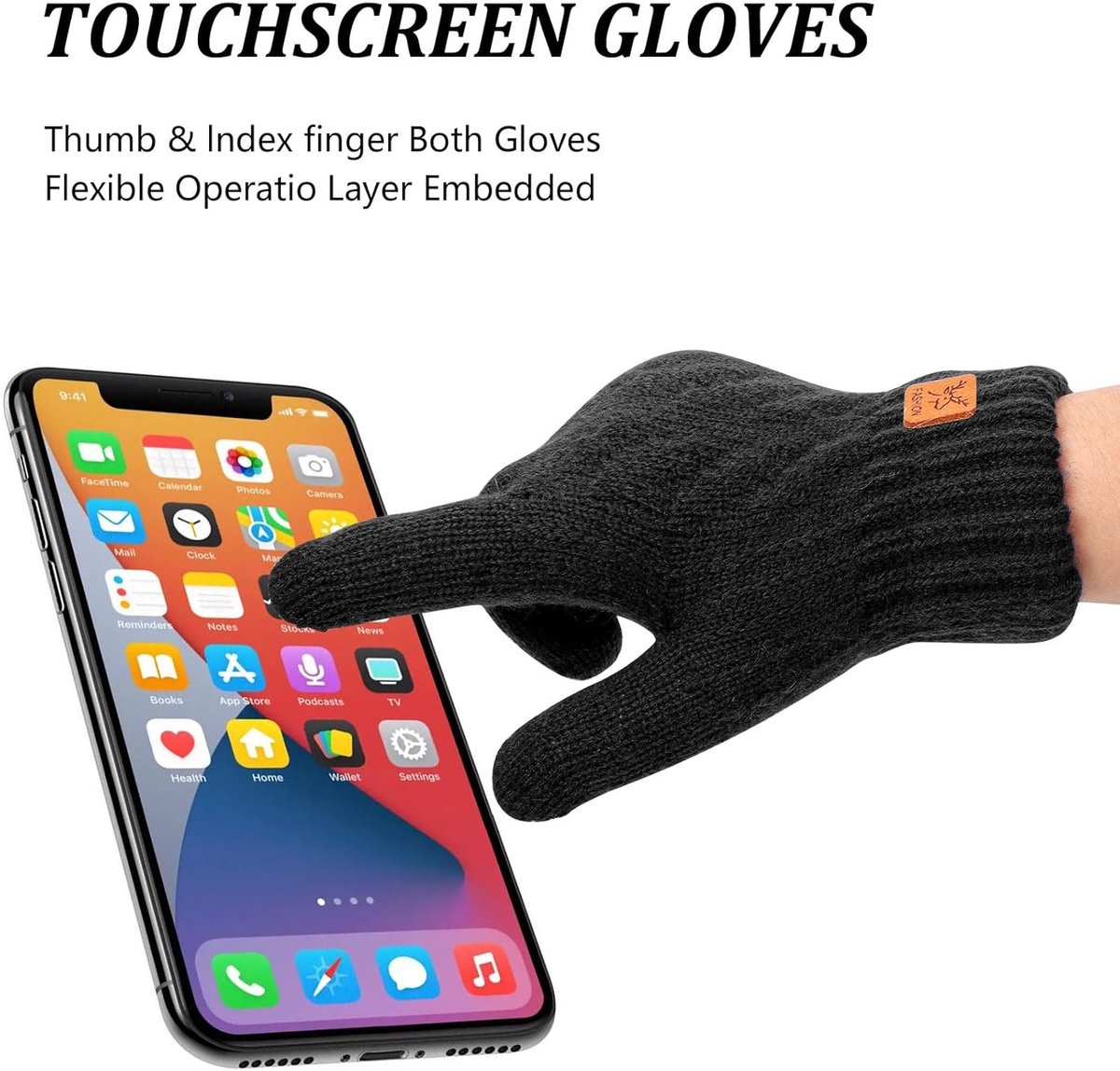 SnelShoppen - Kids Winter Gloves - Zachte Warme Gebreide Handschoenen met Fleece Voering voor Kinderen 5-12 Jaar, Touchscreen, Perfect voor Skiën, Fie