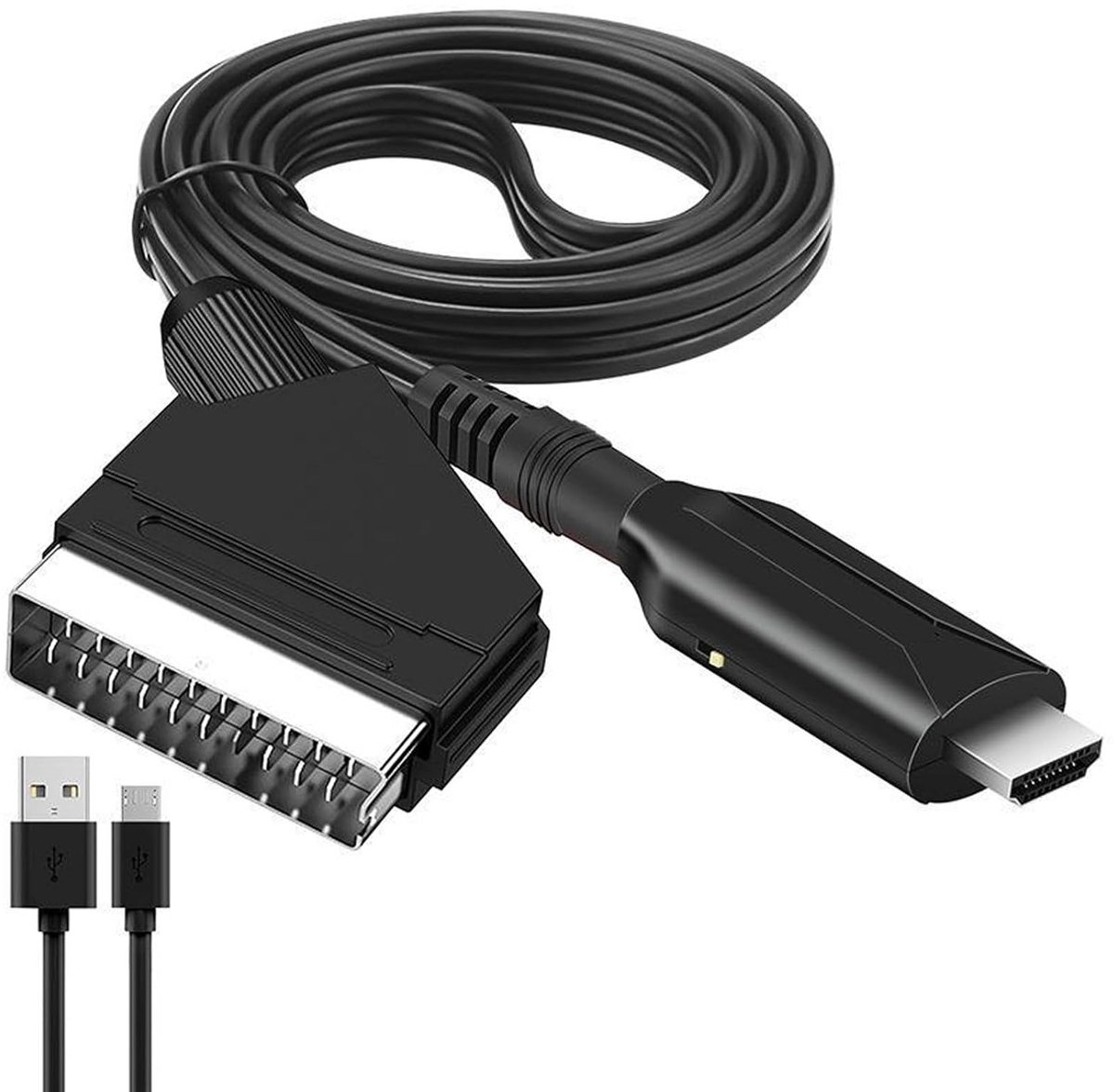 All-in-One Scart naar HDMI Kabel 100cm, Full HD 720p/1080p Video- en Audioconverter voor HDTV, DVD, Xbox en PS3