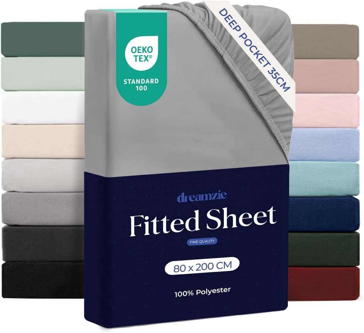 SnelShoppen - Fitted Sheet 80 x 200 cm Grijs - Soft Microfiber met 35 cm Hoekhoogte - Ideaal voor Dikke Matrassen - Oeko-Tex Gecertificeerd voor Dagel