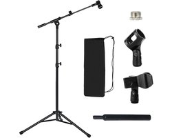 Thijox - Statief Vloer Microfoon Standaard met Boom Arm voor Blue Yeti, Samson Q2U, Fifine K6 AM8 - Stabiel Microfoonstatief met Draagtas, 5/8" Adapte