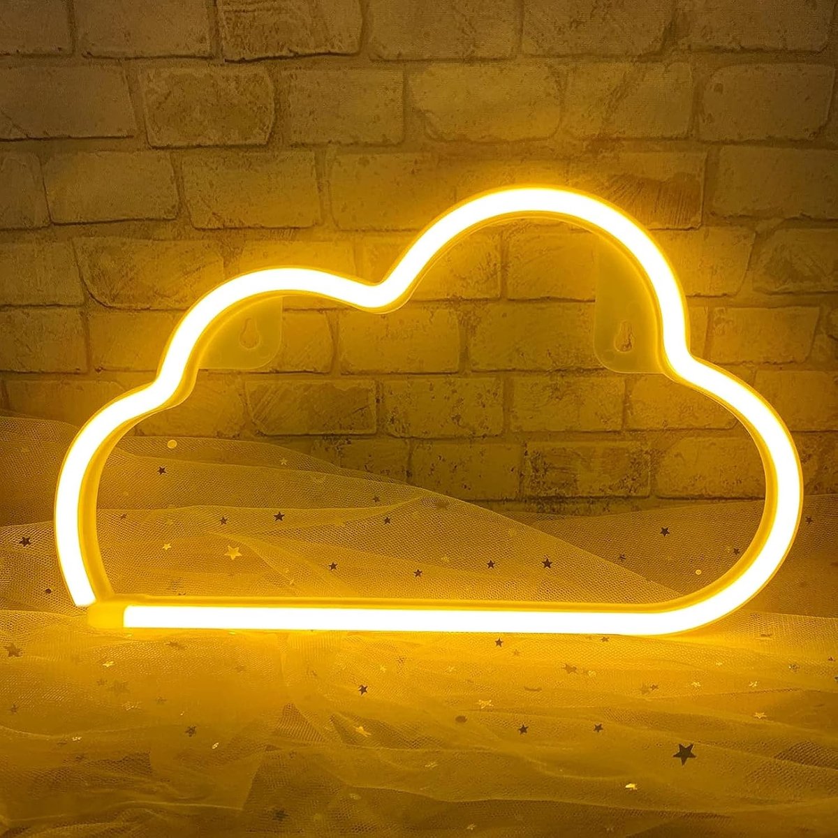 SnelShoppen - LED Cloud Neon Sign Warm White, Hanglamp Cloud Licht voor Feest, Slaapkamer, Verjaardag, Bruiloft, Decoratie, USB/Batterij Aangedreven