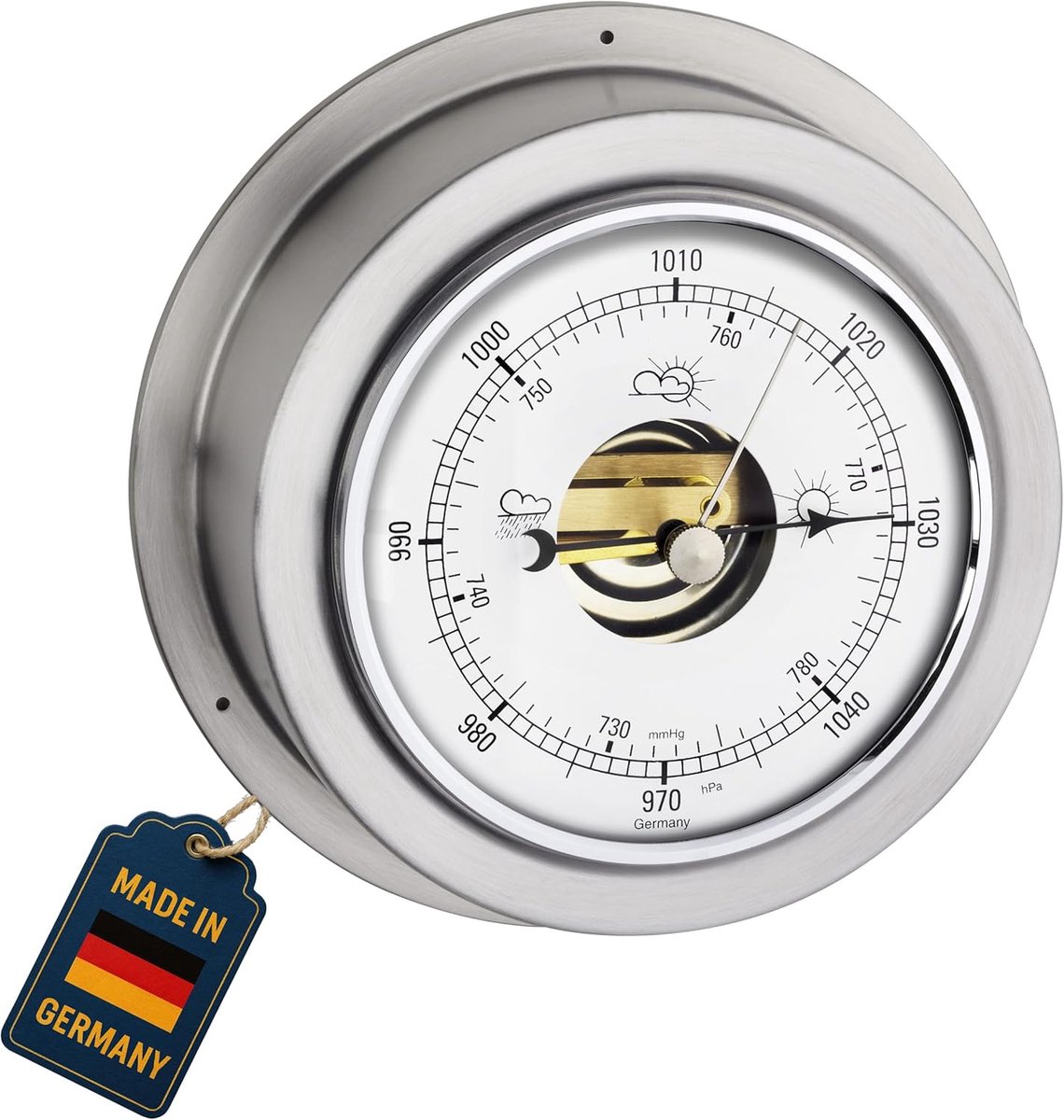 SnelShoppen - Analoge Barometer voor Weersvoorspelling - TFA Dostmann Maritim - 29.4024.54.B - 970-1050 hPa - Zilver - Perfect voor Tuin en Buiten