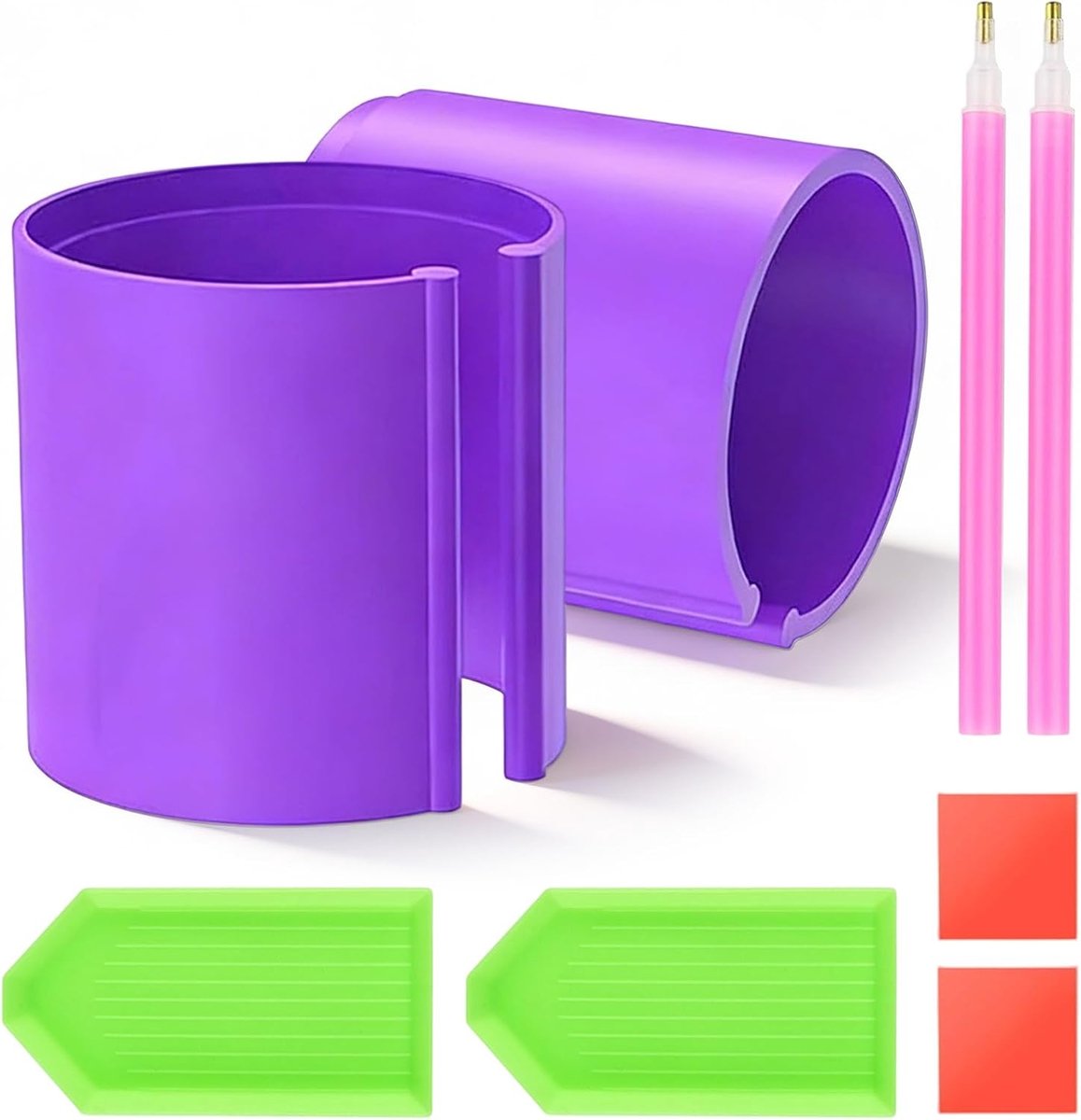 SnelShoppen - Set van 2 Diamond Painting Accessoires - Canvas Roller, Diamantvulpen, Schaal, Kleefmassa - Creatief Handwerk, Knutselen, Hobby - Ideaal