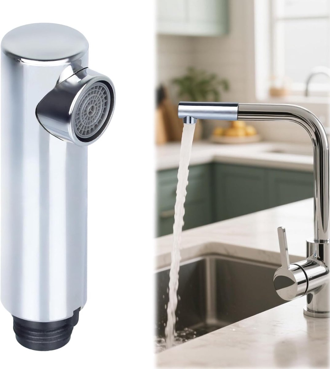 SnelShoppen - Universele Douchekop voor Keukenmengkraan - G1/2 Inch Aansluiting - Vervangend Onderdeel voor Keuken en Douche - Geschikt voor Uittrekba
