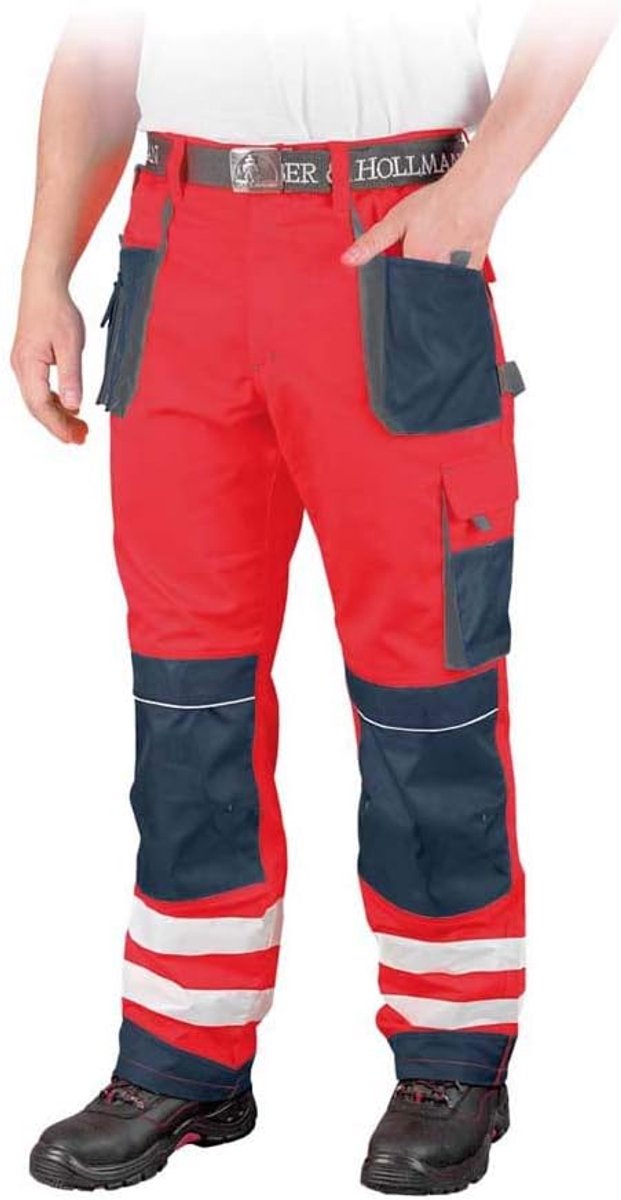 SnelShoppen - Beschermende Werkbroeken 52 Maat, Oranje-Donkerblauw-Grijs, Robuust 100% Polyester, Ideaal voor Bouw, Klussen, Tuinieren