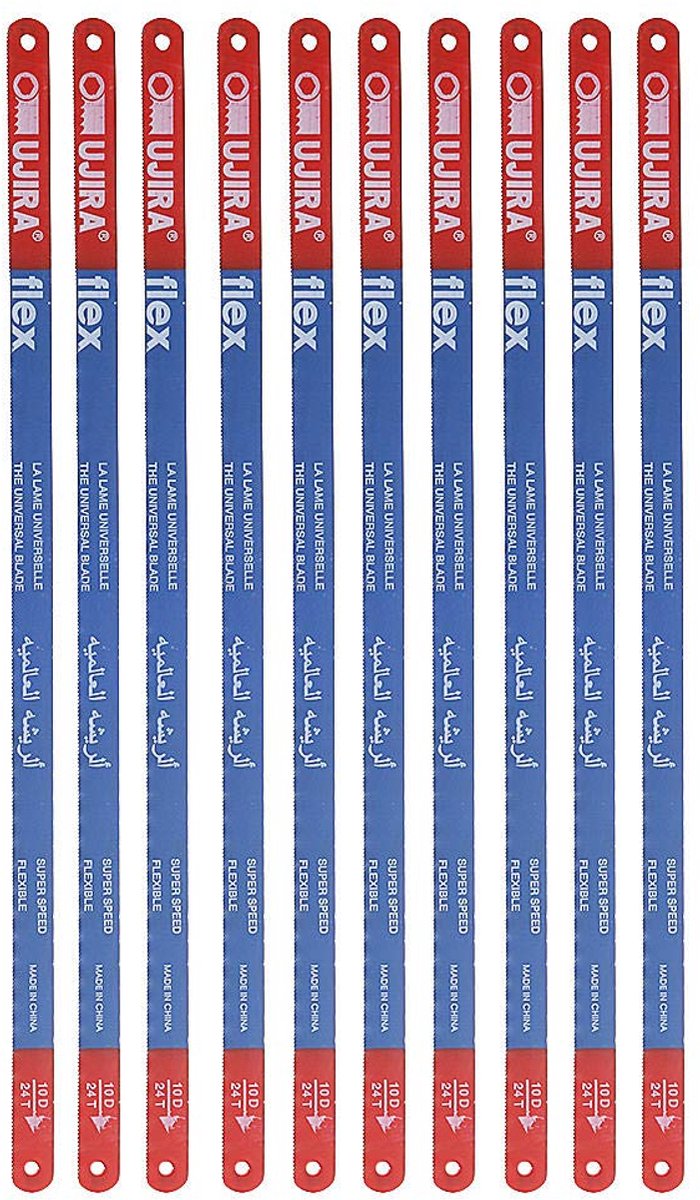 SnelShoppen - Pack van 10 vervangende zaagbladen voor metaalhandzaag, 300 mm, 24 tanden per inch, hoogwaardig carbon staal, zwart, voor staal en RVS