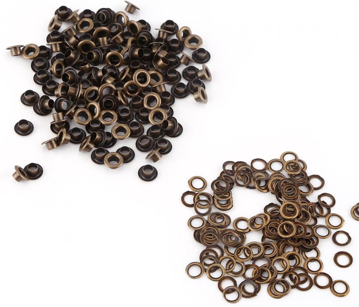 SnelShoppen - 100 Pcs Eye Tool Set - 4mm Bronzen Metalen Eyelets met Wasters voor Stof, Zeilen, Gordijnen - Creatief Handwerk, DIY Projecten