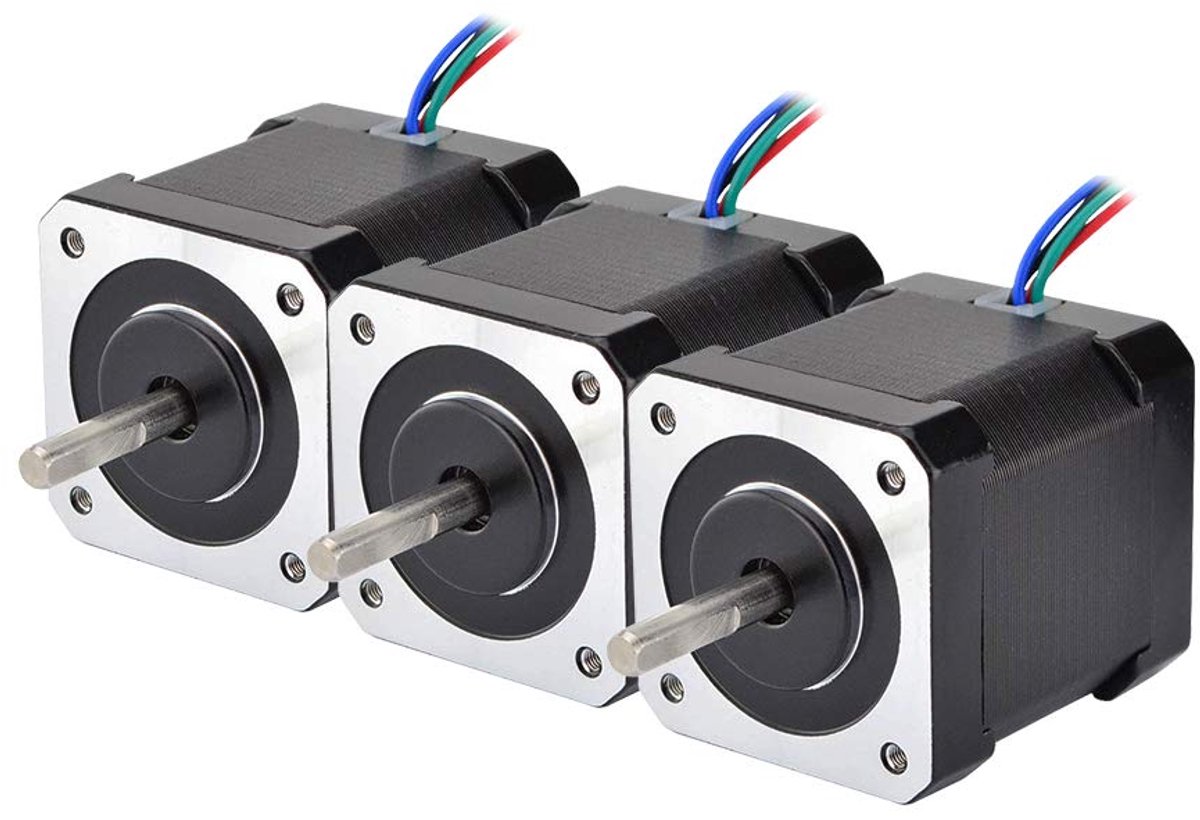 SnelShoppen - 3x Nema 17 Stepper Motor 59Ncm 2A 4 Draad 42x48mm met 1m Kabel en Connectoren voor 3D Printers en DIY CNC Projecten