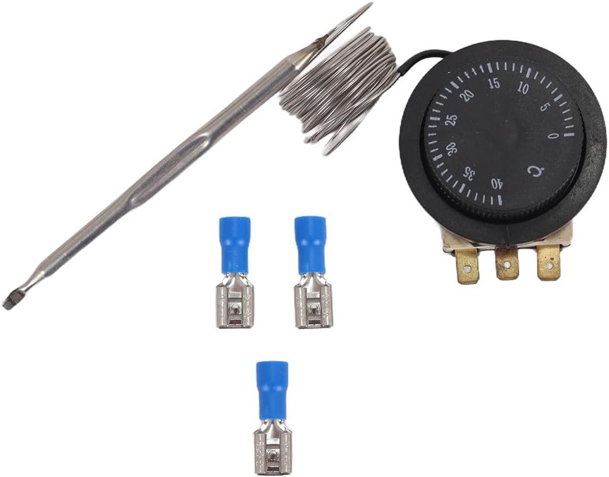 SnelShoppen - Temperature controller capillaire thermostaat knop 250V 16A (0-40°C) voor incubators, klimaatkamers, en meer