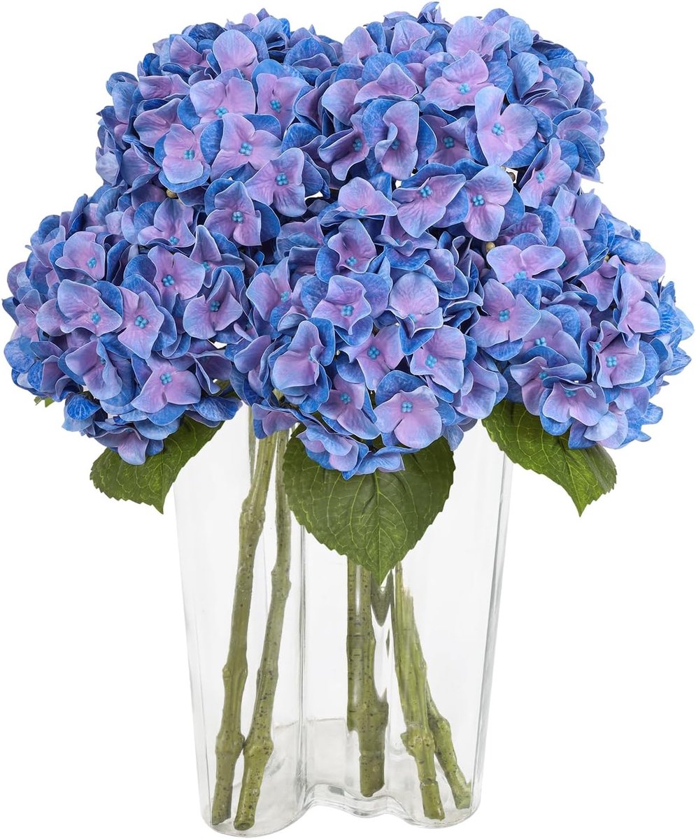 SnelShoppen - 4 stuks Kunstmatige Hortensiabloemen - Blauwe Hortensia Boeket - Perfect voor Bruiloften, Feesten, Kantoor en Woonruimtedecoratie