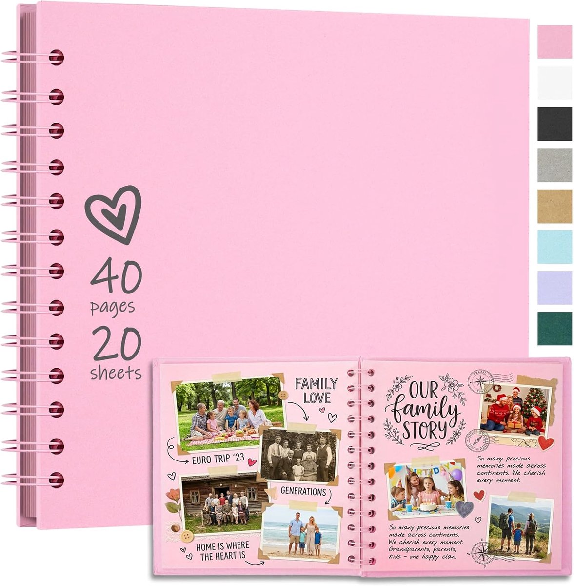 SnelShoppen - DIY Foto Album - 40 Pagina's - Hard Cover Kraft Papier - Spiralen - Persoonlijk Aandenken voor Trouwen, Verjaardag en Feestjes