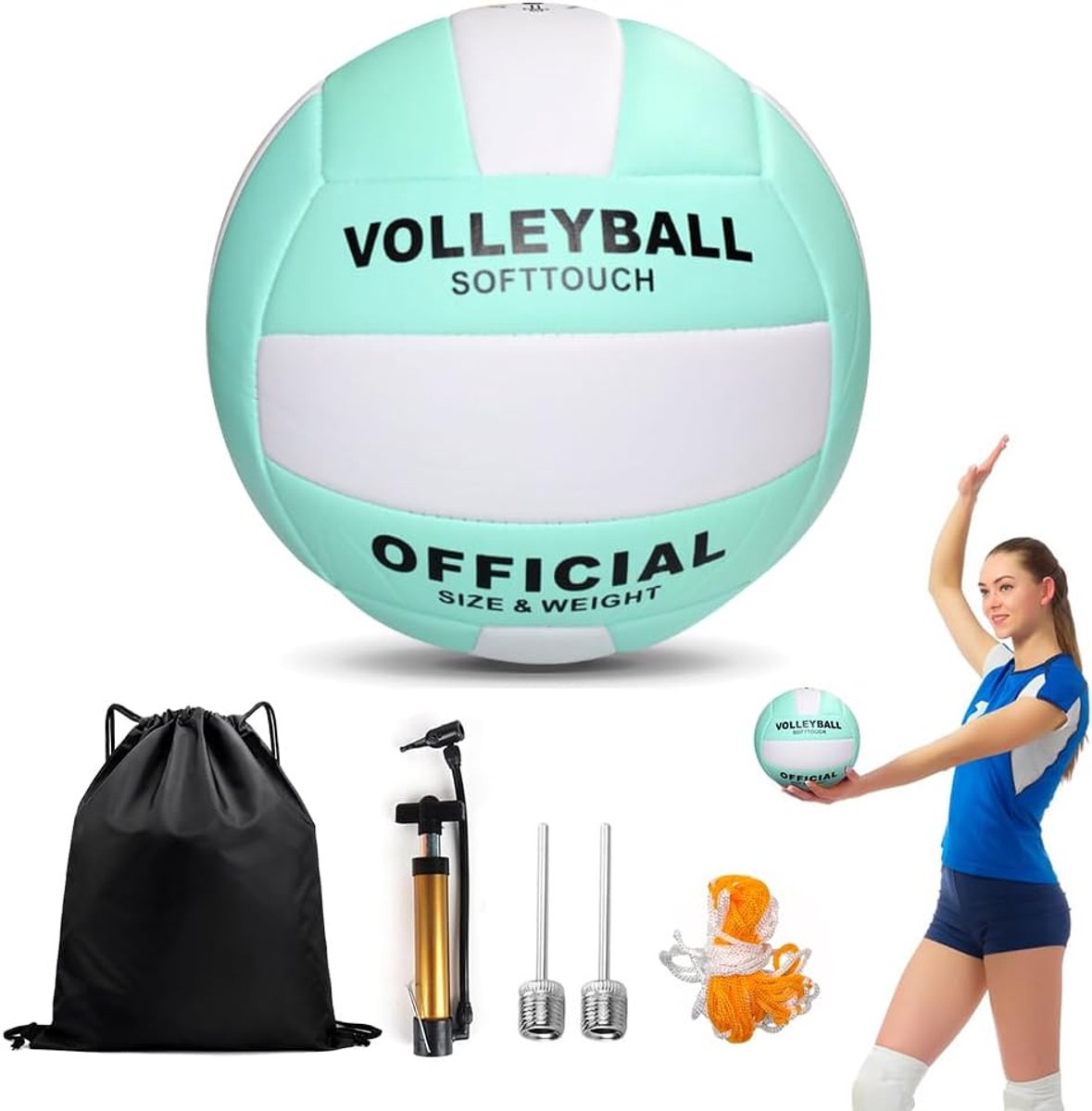 SnelShoppen - Volleybal Maat 5 - Zachte Waterdichte Beachvolleybal met Pomp en Opbergtas - Ideaal voor Beginners, Tieners en Volwassenen - Perfect voo